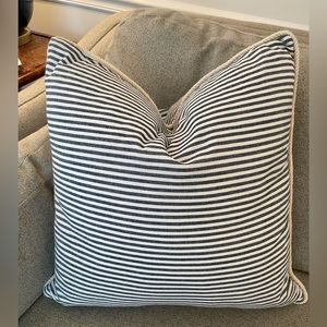 Blue White Striped Throw Pillow Covers - Braided Piping - 20x20 - unused